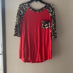 Red and cheetah blouse